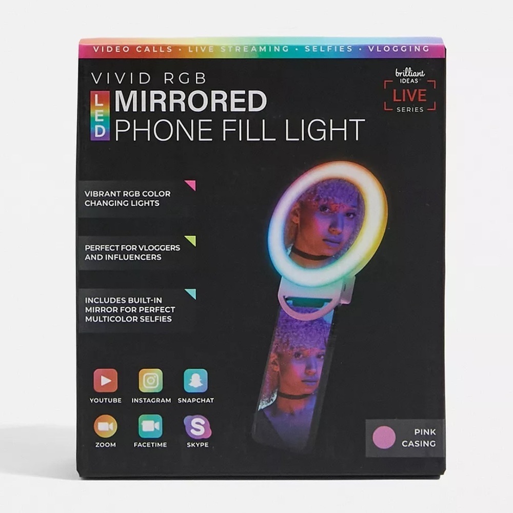 NWT Urban Outfitters Brilliant Ideas Mirrored Rainbow Selfie Light